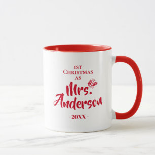 Röd första jul som mrs Gift for Wifey Mugg