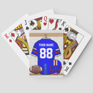 Röd fotboll Jersey för personligblåttvit Casinokort