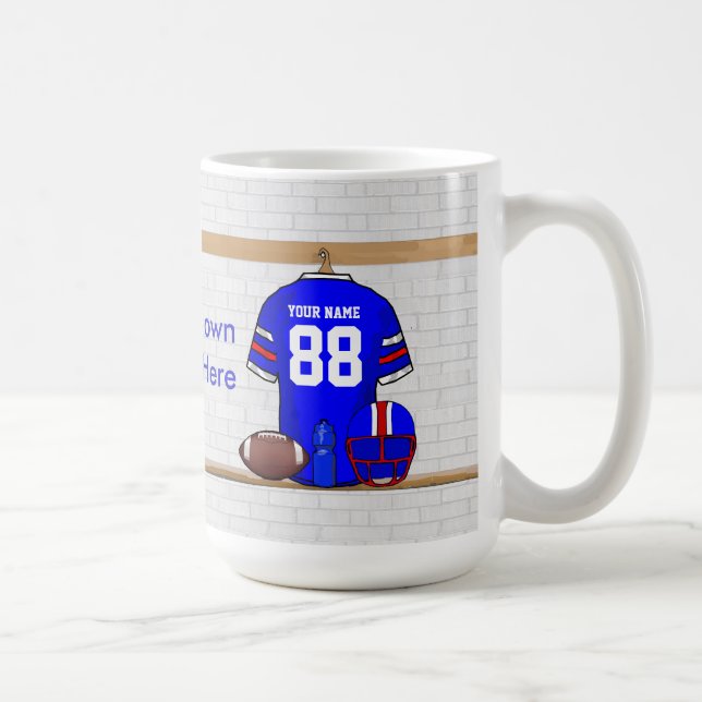 Röd fotboll Jersey för personligblåttvit Kaffemugg (Höger)