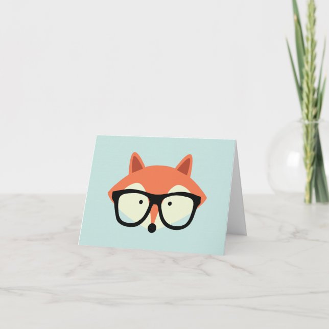 Röd fox-Tackkort i cute Hipster Tack Kort (Framsida)