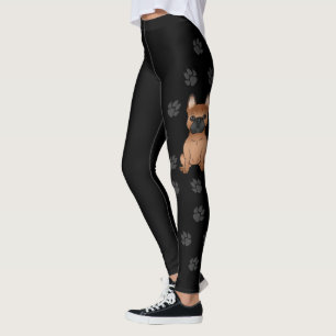 Röd fransk bulldog / Frenchie Cartoon Dog & Tassar Leggings