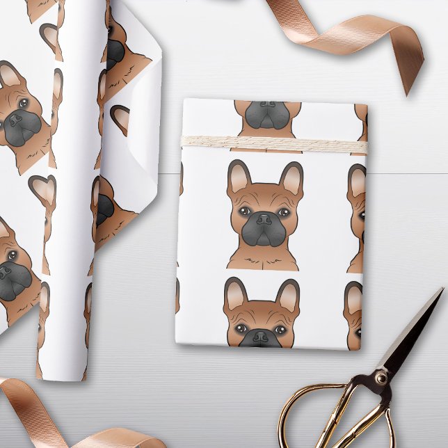 Röd fransk bulldog / Frenchie tecknad hundmönster Presentpapper (Skapare uppladdad)