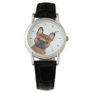 Röd fransk bulldog / söt fransk tecknad hund armbandsur