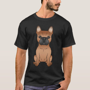 Röd fransk bulldog / söt fransk tecknad hund t shirt