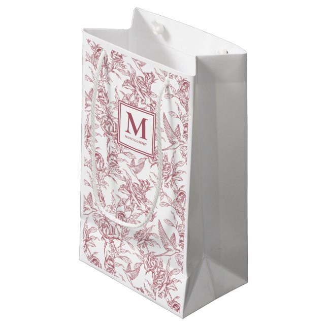 Röd fransk monogramduk (Framsidan Vinklad)