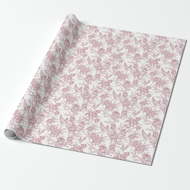 Röd fransk toile presentpapper (Utrullad)