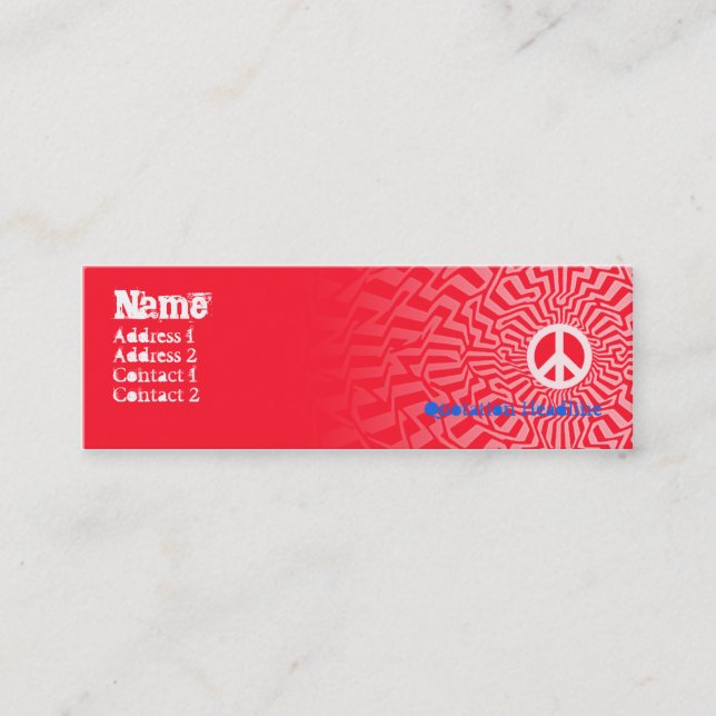 Röd fred - smala mini visitkort (Framsida)