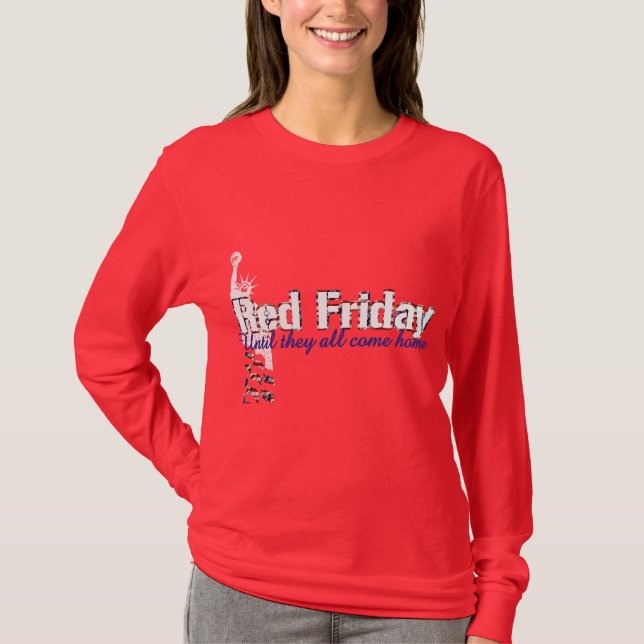 Röd Fredag till dem allt komhem Tee Shirt (Framsida)