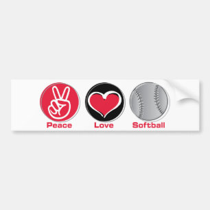 Röd fredkärleksoftball bildekal