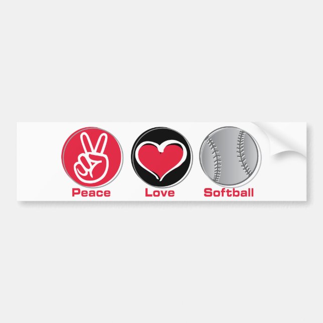 Röd fredkärleksoftball bildekal (Framsidan)