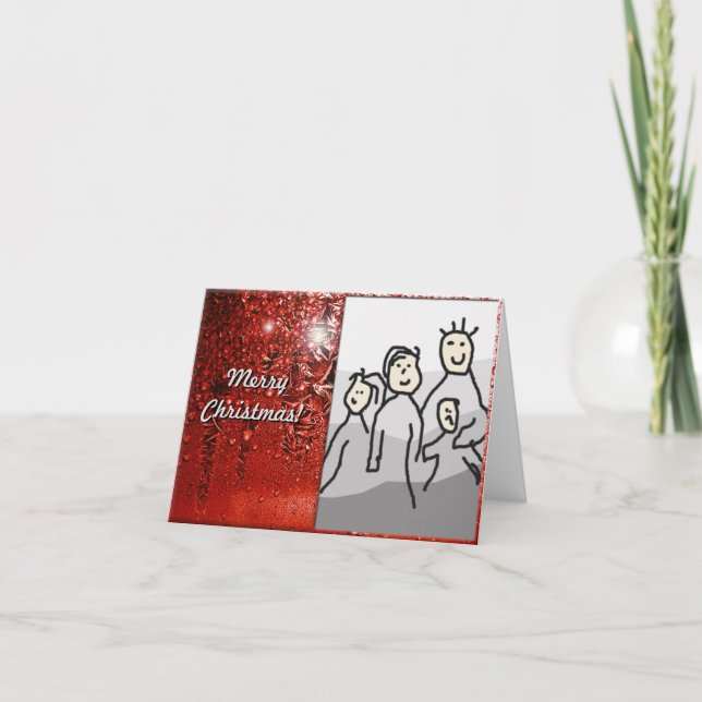 Röd frost för god jul med fotoet helgkort (Framsida)