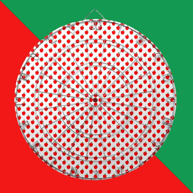 Röd frukt av äpple Mönster Darttavla (A dartboard with a pattern of red apples.)