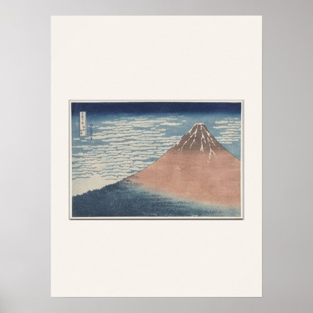 Röd Fuji av Hokusai - Japansk Träsnittposter Poster (Framsidan)