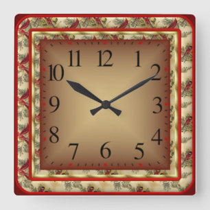 Röd Fyrkantig Klocka