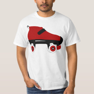 röd fyrkantig rulle med rullskridskor t shirt