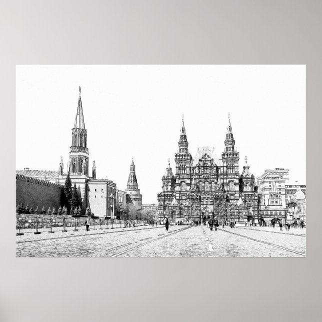 Röd fyrkantsskiss poster (Framsidan)