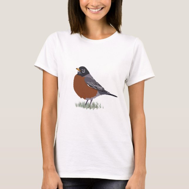 Röd gådd mot amerikanRobin Digital dragen fågel T-shirt (Framsida)