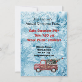 röd gammal lastbil på en blå snöflinga bakgrund inbjudningar