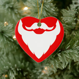 Röd gåva för Santa skäggmoustache & vitprydnad Julgransprydnad Keramik