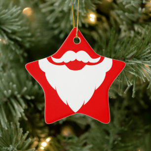 Röd gåva för Santa skäggmoustache & vitprydnad Julgransprydnad Keramik