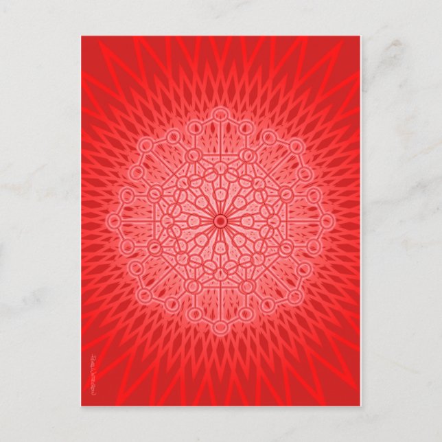 Röd geometri för Chakra Mandalahelig Vykort (Framsida)
