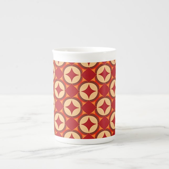 🔴Röd Geometrisk Abstrakt Dekor Modern✨ Benporslin Mugg (Framsidan)