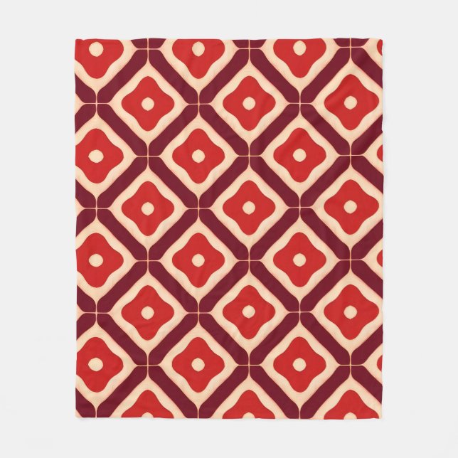 Röd geometrisk abstrakt design fleecefilt (Framsidan)