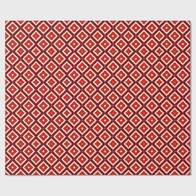 Röd geometrisk abstrakt design presentpapper (Platt)