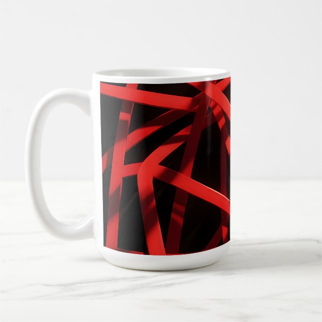 Röd Geometrisk Abstrakt Kaos Kaffemugg (Vänster)