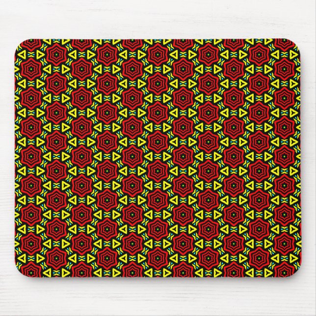 Röd geometrisk blomma musmatta (Framsidan)