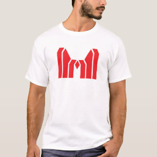 Röd Geometrisk Kronbokstav M T Shirt