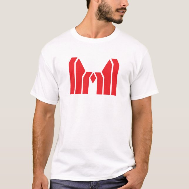 Röd Geometrisk Kronbokstav M T Shirt (Framsida)