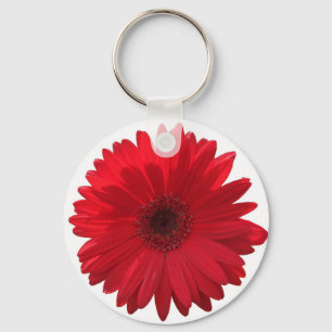 Röd Gerber daisy Keychain Nyckelring