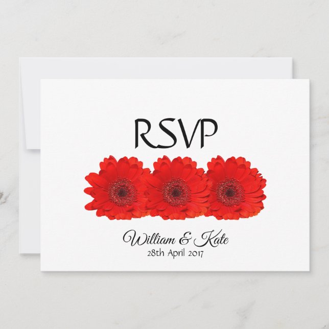 Röd Gerbera anpassad dubbelsidig bröllops-RSVP-kor Inbjudningar (Framsida)