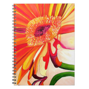 Röd Gerbera-blomma akvarellmålning konst Anteckningsbok