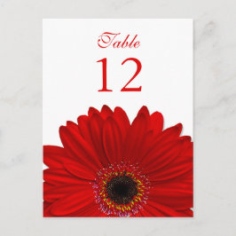 Röd Gerbera Daisy Bordsnummer Card - platta