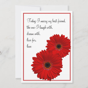 Röd Gerbera Daisy Bröllopsinbjudan Inbjudningar