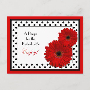Röd Gerbera-Daisyns receptkort för Bride ska Vykort