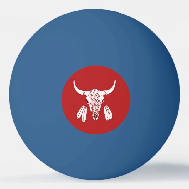 Röd Ghost Dance Buffalo 1 stjärna blå pingisboll (Framsidan)