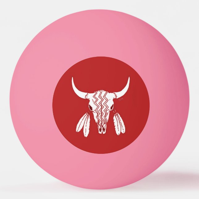 Röd Ghost Dance Buffalo 1 stjärna glöd pingis boll (Framsidan)