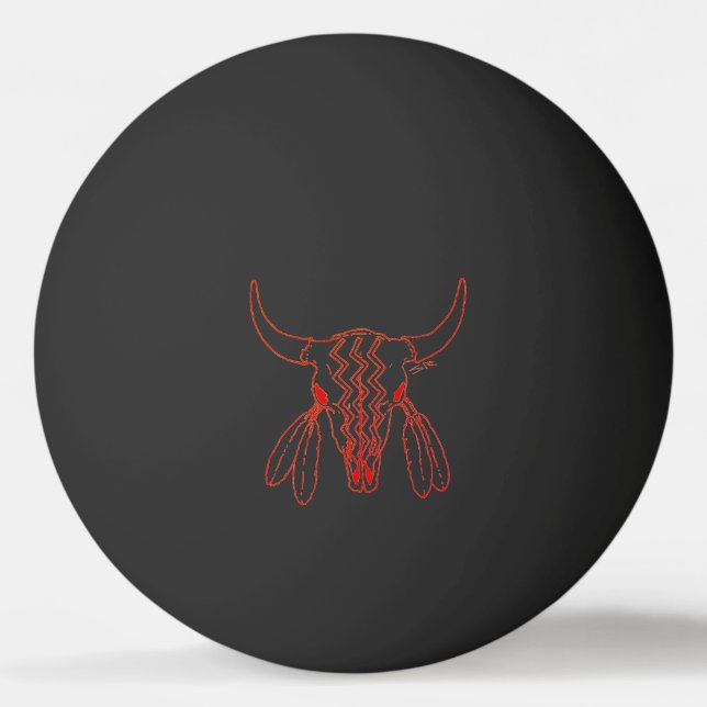 Röd Ghost Dance Buffalo 1 stjärna svart pingisboll (Framsidan)
