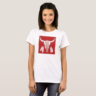 Röd Ghost Dance Buffalo-damer vit t-shirt