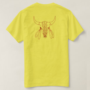 Röd Ghost Dance Buffalo linje gul t-shirt baksida