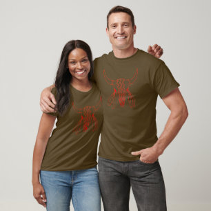 Röd Ghost Dance Buffalo linje kvinnor brun t-shirt