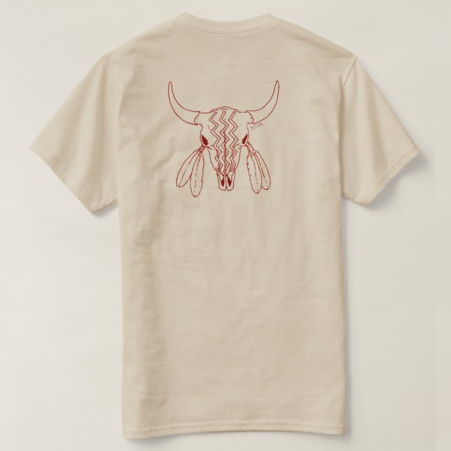 Röd Ghost Dance Buffalo linne kvinner sand t-shirt (Design baksida)
