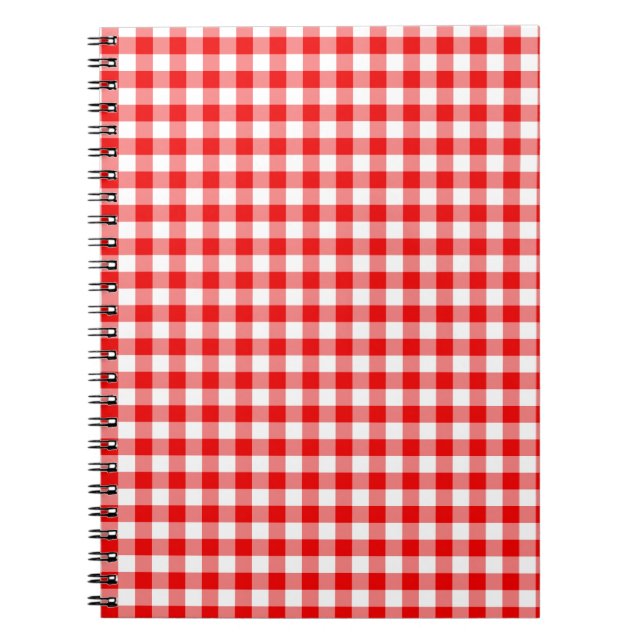 Röd Gingham Anteckningsbok Med Spiral (Framsidan)