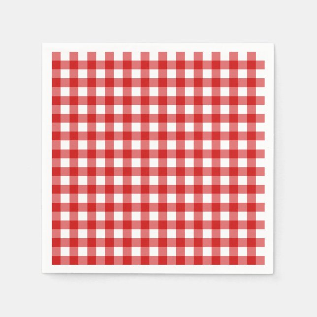 Röd Gingham Baby-Q Grill BBQ Baby Shower  Pappersservett (Framsidan)