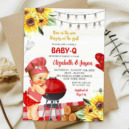 Röd Gingham Bakgård Baby-Q Flickor Barnkalas Inbjudningar