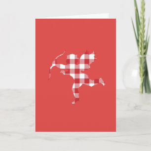 Röd Gingham Cupid Helgkort