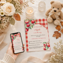 Röd gingham-flicka Baby Shower